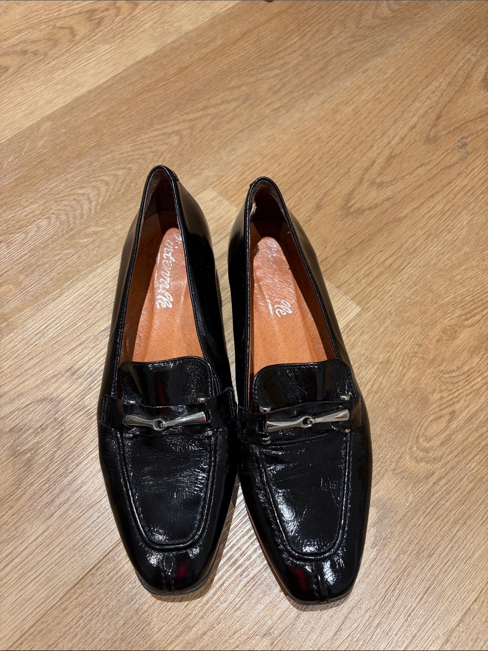 Black Leather Loafers with Silver Hardware